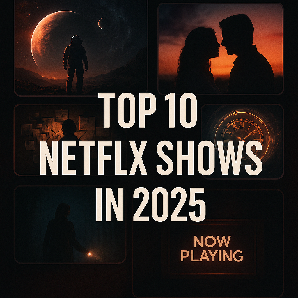 A collage of Netflix original series posters released in 2025 including sci-fi, romance, crime, and thriller genres